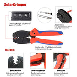 💢 Hilitchi MC3 MC4 - Crimpadora solar para cable PV de panel solar de 2,5/4,0/6,0 mm2, pelacables y cortador, 10 conectores de cable de panel solar MC4 macho y hembra, 1 par de conectores MC4 solares