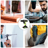 ▶ Taladro Inalambrico, 21V de Doble Velocidad, Ajuste de par 18+1, Equipado con un Conjunto de Accesorios como Taladro Transversal, Taladro Helicoidal y Taladro de Ranura, para Atornillar y Taladrar