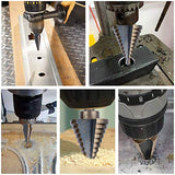 ▶ Juego de brocas de aleación de titanio escalonadas 5 piezas juego de brocas de cobalto de metal grande con juego de herramientas eléctricas y carcasa