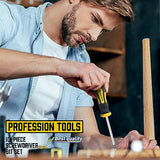 ▶ Juego de destornilladores magnéticos de 10 piezas, 5 Phillips y 5 puntas ranuradas, juego de destornilladores profesionales de agarre de cojín (10 piezas)