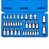 ▶ NEIKO | Juego de 35 piezas, acero S2 y Cr-V, 1/4", 3/8" y 1/2"