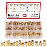 💢 Hilitchi - Kit de inserción de latón moleteado hembra para insertar piezas o encajar en agujeros para impresiones 3D y más proyectos, Kit surtido de 460 piezas.