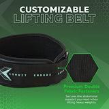 ▶ Cinturón de protección Lumbar para Levantamiento de Pesas, Soporte Lumbar, Ideal para Sentadillas, Peso Muerto, Zancadas, Cinturón Personalizable con Espacio para Parches, 3 Colores, 4 Tallas (M, Verde)