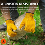 Vgo 3Pares Guantes de Trabajo de Cuero de Vacuno para Conductores, Jardinería, Almacenamiento, Trabajo Agrícola, Multifunción (Amarillo, Talla 8/M, CB9501)
