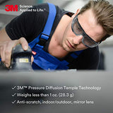 Gafas de seguridad 3M, SecureFit, ANSI Z87, interiores/exteriores, antiarañazos, lente espejo, marco verde/negro, junta de espuma extraíble, varillas flexibles