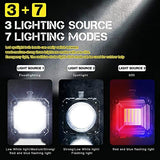 🔦 Linterna recargable Linterna de foco LED, linterna recargable de 4000 lm, 10000 mAh, linterna de búsqueda de camping 3+4 modos de luces, linterna LED de mano impermeable como banco de energía