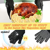 Guantes de barbacoa, guantes resistentes al calor, guantes ignífugos, guantes de parrilla de silicona antideslizantes lavables, guantes de cocina para barbacoa, parrilla, cocina, hornear, camping, ahumador (negro)