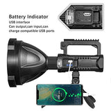 🔦 Linterna recargable Linterna recargable de alto lúmenes, 90000 lúmenes LED superbrillante, 4 modos IPX5 luces de trabajo impermeables para senderismo, camping, caza y emergencias con trípode y salida USB