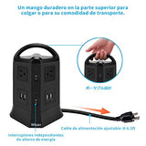 ▶ Power Strip Torre de Regleta Enchufe de Energía USB Multifuncional con 4 Puertos de Carga