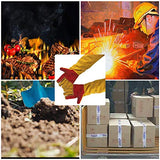 ▶ Guantes de seguridad de soldadura de manga larga de 23.6 pulgadas, con forro y costuras de Kevlar para soldadores, guanteletes de leña, accesorios para quemadores de madera,