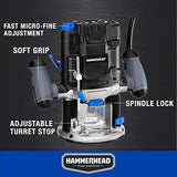 Hammerhead HAPR100 - Kit de enrutador de carpintería de velocidad variable de 10 amperios con guía paralela y adaptador de vacío