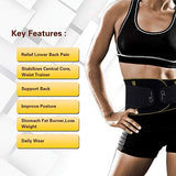 ▶ Cinturón de protección Lumbar  Baza de espalda para mujeres y hombres – Cinturón de apoyo de cintura con tira de resorte de metal extraíble para alivio del dolor de espalda, ciática, estenosis espinal, escoliosis o hernia de disco