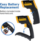 Termómetro pistola de temperatura infrarrojo láser digital sin contacto, -58 ℉ ~ 1022 ℉ (-50 ℃ ～ 550 ℃), Amarillo y Negro