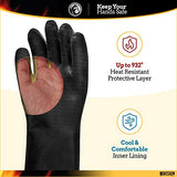▶ Guantes ignífugos Guantes resistentes al calor extremo para barbacoa – Guantes de parrilla de alta temperatura –ente al aceite – Revestimiento de neopreno (18 pulgadas)