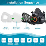 ▶ Media máscara Cubierta reutilizable de media cara, respirador de medio polvo con filtros reemplazables y reutilizables, cubierta facial de pintura para pintura, pulido a máquina, soldadura y otra protección de trabajo (mediano)..