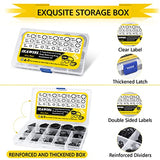 ▶ IEAWISL Surtido de anillos a presión, anillo de retención de acero de aleación, 325 piezas, 15 tamaños, kit de surtido de anillos de retención externos, juego de anillos de retención para ejes, ejes y otras piezas móviles