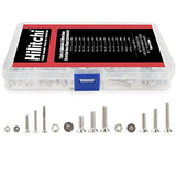💢 Hilitchi 460 piezas métricas M3 M4 M5 cabeza plana avellanada tornillos Kit surtido de tuercas de tornillo – acero inoxidable 304