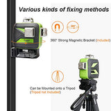 Nivel láser autonivelante 3D de rayo verde 3x360 línea cruzada láser nivelación y alineación de tres planos nivel láser -dos 360° vertical y una línea horizontal de 360° -Base giratoria magnética 603CG