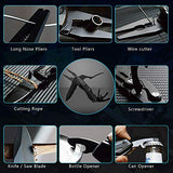 ▶ MILWAUKEE Multiherramienta Alicates Multiusos, TBONEEY Herramienta Multiusos 5-en-1 Multifuncional plegables alicates acero inoxidable Navaja Suiza Alicate Destornillador Herramienta Multifuncional, Ideal para de acampada, Montañismo y Senderismo