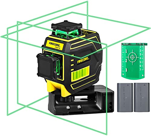 Nivel laser verde 3D,3X360 °nivel laser Autonivelante, anti-vibración,25m,Autonivelación y Hasta 50m en Modo de Pulso,con 2 batería de iones de litio recargable,Base Magnética(F94T-XG)