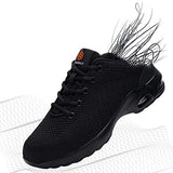 Fenlern Tenis de Seguridad Industrial Mujer Ligero Zapatos de Seguridad Zapatos con Casquillo Zapatos de Trabajo (24.0 W cm, Negro)