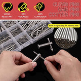 💢  Hilitchi Juego surtido de 122 pines y clips de acero inoxidable 304, incluye 9 estilos M4, M6, M8, M1.5, M2, M3, Pin de acero chapado en zinc y clips R de retención de resorte