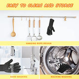 Guantes de barbacoa, guantes resistentes al calor, guantes ignífugos, guantes de parrilla de silicona antideslizantes lavables, guantes de cocina para barbacoa, parrilla, cocina, hornear, camping, ahumador (negro)