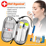 ▶  Estuche de transporte médico aislado, bolsa organizadora de medicamentos de viaje Bolsa médica de emergencia con capacidad para 2 EpiPens, inhalador para el asma, antihistamínico, Auvi-Q, medicamentos esenciales para la alergia, negro