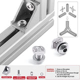 Hilitchi Juego de 230 conectores de perfil de aluminio que incluye soporte de esquina, soporte de esquina de extremo de 3 vías, tuerca de ranura en T, tornillo de tornillo de botón con brida para perfil de extrusión de aluminio de la serie 2020