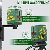 Nivel láser recargable verde, tres módulos con 2 cabezales láser, línea horizontal/vertical y línea cruzada, 44,8 m, modo autonivelante y pulso, soporte magnético, rotación de 360°, IP54 - MTM310B