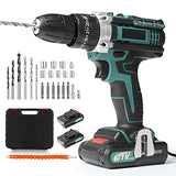 ▶ Juego de Taladro Eléctrico Inalámbrico con Dos Baterías de Litio de 3.0Ah, LED Incorporado, 2 Velocidades Variables de 3/8'', Impacto de Mandril sin Llave, 25 + 1 Embrague, Cargador Rápido para Mejoras en el Hogar y Proyectos de Bricolaje, 29 Piezas