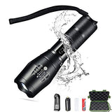 🔦 Linterna recargable GJP Linterna LED Recargable Alta Potencia Militar, Linterna Táctica Lámpara Portátil 1600 Lúmenes, IPX6 Impermeable Linterna Para Bicicleta/Senderismo/Cámpings, 5 Modos de Luz Zoomable Luz De Emergencia