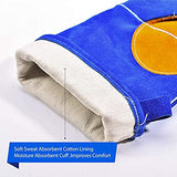 ▶ Guantes Soldador de Alta Temperatura Guanteletes A Prueba Fuego Resistentes Al Calor, Guantes Protección Cuero para Soldador, Barbacoa, Estufa,