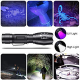 Linterna UV de luz negra, linterna UV LED 2 en 1, luz negra UV con 500 lúmenes, 4 modos, impermeable para ropa de mascotas, detección de hongos, pesca nocturna, viajes