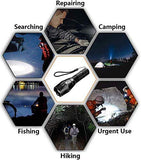 🔦 Linterna recargable TBONEEY Linterna LED Militar Visión Nocturna, Linterna de Mano USB Recargable Linternas Alta Potencia Tactica Lampara Táctica Militar de Mano Impermeable, 5 Modo, Zoomable, para Ciclismo, Camping
