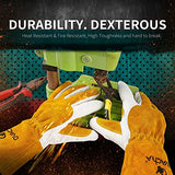 ▶ Guantes ignífugos Guantes de soldadura resistentes al fuego para hombres y mujeres, guantes de soldadura ignífugos, extra largos, resistentes al calor, guantes de piel de vacuno (L)
