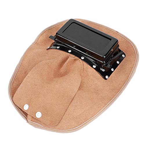 ▶ Capucha de soldador de cuero, equipo de protección de casco de soldadura, protector facial, gorra de trabajo, filtro solar de atenuación automática