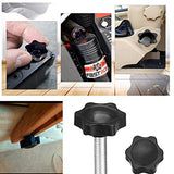 🔩 Juego de 5 tornillos de apriete a mano de 32 x M6 x 50 con forma de estrella, cabeza de estrella, cabeza de tornillo de sujeción, cabeza en forma de estrella para máquinas herramientas, cabeza hexagonal de plástico negro