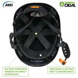 ▶ GREEN DEVIL Unisex-Adulto Casco Seguridad Casco Duro Con Visera Y Protección Para Los Oídos Casco Trabajo Abs Ventilado Liviano Y Ajustable Para Hombres Y Mujeres Suspensión 6 Puntos Aprobado