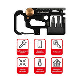 Redlemon Llavero Herramienta Metálico 10 en 1 Portátil, Incluye Destapador de Botellas, Regla, Llave Inglesa, Soporte de Teléfono, Desarmador de Cruz, Plano Chico y Grande, Cortador de Cable y Más