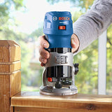 Routers Juego de herramientas BOSCH GKF125CEK Colt 1.25 HP (máximo) Kit de router de palma de velocidad variable con guía de borde