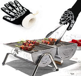 ▶ Guantes ignífugos Guantes de parrilla para barbacoa extremadamente resistentes al calor, guantes de silicona para horno ignífugos para hornear ahumadores, guantes de cocina con aislamiento térmico, 1 par
