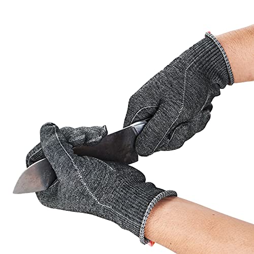 ▶ Guantes resistentes a los cortes, forro anticorte HPPE, protección de manos, nivel EN388 E, nivel ANSI A6 (talla M, gris, HY3594)