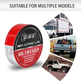 ▶ Cinta reflectante DOT-C2 de 2 pulgadas x 160 pies, color rojo y blanco, impermeable, autoadhesiva, para remolque, para exteriores, seguridad, precaución, reflector, Conspuicy