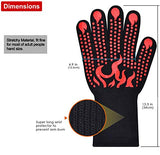 ▶ Guantes ignífugos de Barbacoa, 1 Par Guantes de Horno Resistentes Al Calor Extremo hasta 800°C / 1472°F, Silicona Antideslizante Guantes de Cocina Universales para Parrilla, Hornear, Microondas y Chimenea Rojo