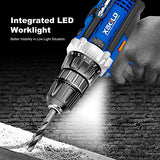 Taladro Inalámbrico destornillador eléctrico de 20 V con 2 velocidad variable,juego de herramientas de taladro eléctrico,ajustes de par de 18+1, 3/8 pulgadas sin llave Chuck,luz LED delantera y accesorios para perforar ladrillo,pared,madera,mejoras del ho