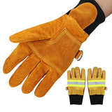 ▶ Guantes ignífugos de Trabajo Ignífugos Guante de Seguridad Resistente Al Calor Antivalor de Cuero de Vaca Duradero