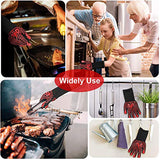 ▶ Guantes ignífugos de Barbacoa, 1 Par Guantes de Horno Resistentes Al Calor Extremo hasta 800°C / 1472°F, Silicona Antideslizante Guantes de Cocina Universales para Parrilla, Hornear, Microondas y Chimenea Rojo