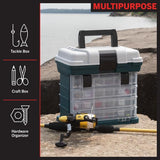 ▶  Caja de herramientas portátil, organizador de piezas pequeñas con cajones y compartimentos personalizables para hardware, aparejos de pesca, abalorio o manualidades (gris)