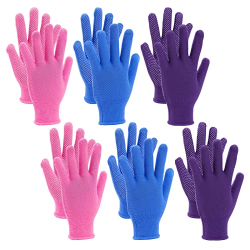 ▶ Guantes de jardinería  de trabajo de poliéster para mujer, guantes de jardín (3 colores, 6 pares)